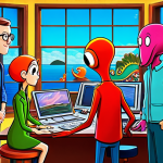 **

"A team of cartoon octopus characters, fully clothed in colorful, modest outfits, collaborating on designing a new animated show, appropriate attire, safe for work. Some are sketching, others are at computers, and one is playing a shell like a musical instrument. The background is a brightly colored animation studio with windows overlooking a stylized ocean scene. Perfect anatomy, correct proportions, well-formed hands, professional, family-friendly, high quality, safe for work, appropriate content."

**