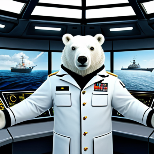 Home 6 옥토넛 등장 동물 실제 모델 분석 - Captain Barnacles Leadership**
"Captain Barnacles, a brave polar bear in a navy uniform, stands con...