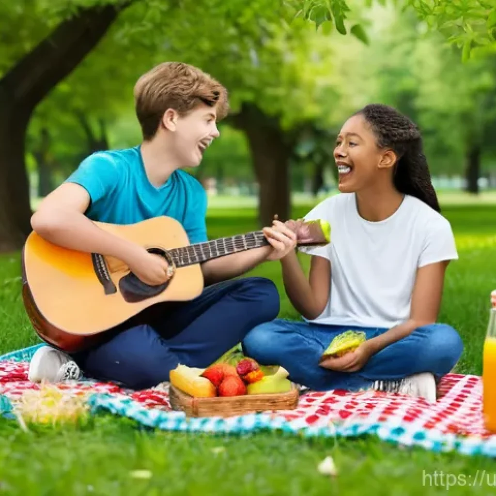 옥토넛 제작 초기 아이디어 - **Prompt 1: "A group of diverse teenagers, aged 15-17, are joyfully engaged in a vibrant outdoor pic...