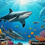 옥토넛의 과학적 사실과 허구 - A vibrant underwater scene featuring a variety of marine creatures inspired by the Octonauts series,...