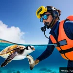 옥토넛 바나클스 대장의 명장면 - A detailed underwater scene featuring Captain Barnacles and his diverse team working together to res...