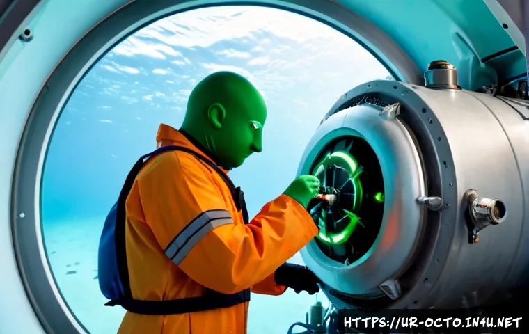옥토넛 튜닙의 역할과 기술적 특징 - Photorealistic friendly green anthropomorphic vegetable marine technician wearing a modest orange un...